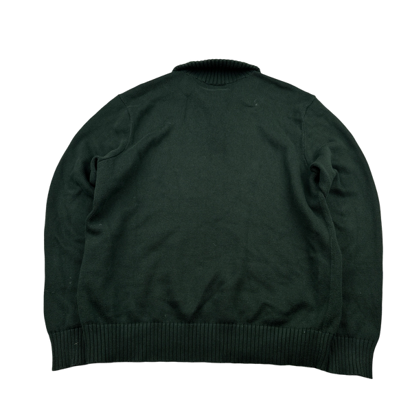Ralph Lauren Dark Green Knit Quarter Button Jumper - XL