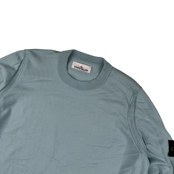 Stone Island Light Blue Lightweight Knitted Crewneck - Large