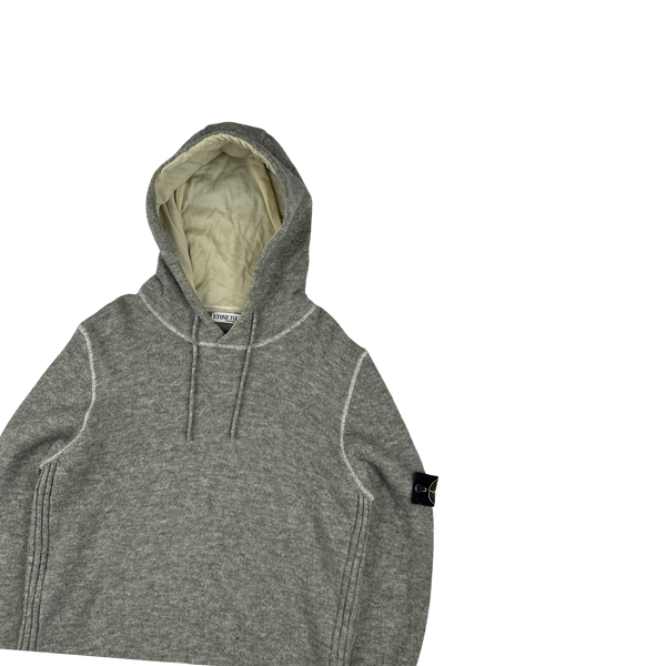 Stone Island 2007 Grey Wool Pullover Hoodie - Small