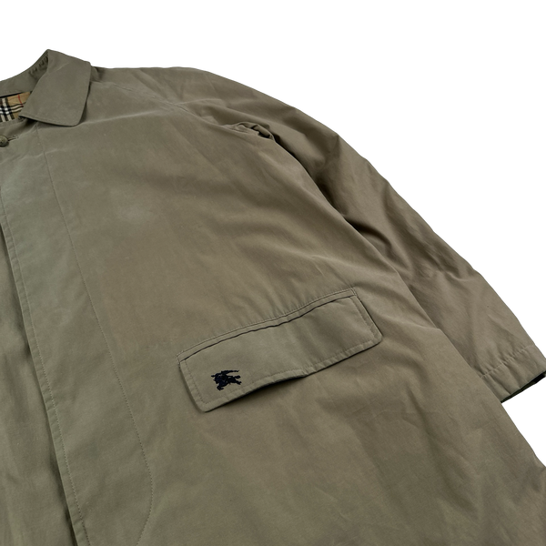 Burberry Nova Check Lined Nylon Padded Long Jacket - Large