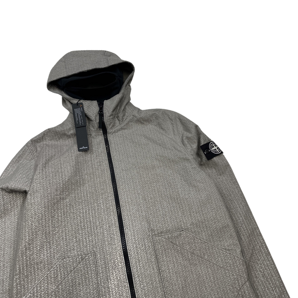 Stone Island 2022 Beige Needle Punched Reflective Balaclava Jacket - Medium
