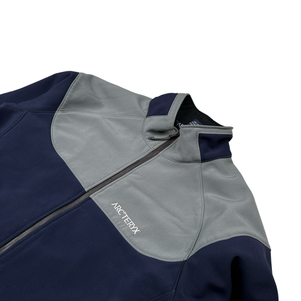 Arcteryx Navy Colour Block Soft Shell Thick Fleece Lined Zipped Jacket - Medium