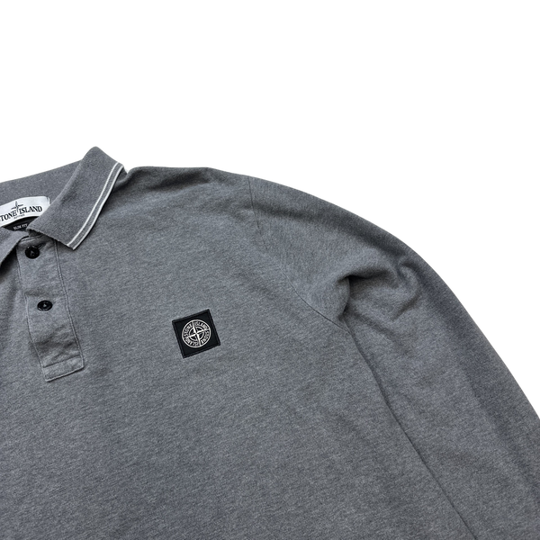 Stone Island Grey Cotton Long Sleeve Polo Shirt - XXL