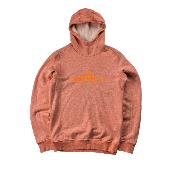 Stone Island 2019 Orange Spellout Hoodie - Small
