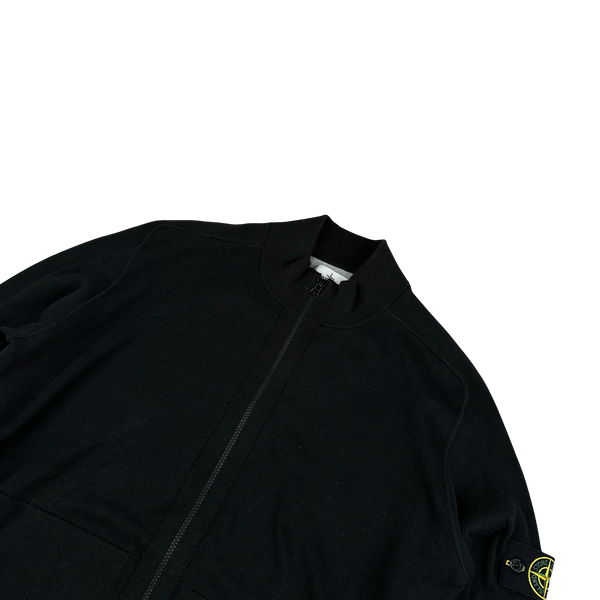 Stone Island Black Cotton Knit Zipped High Neck Jumper - 3XL