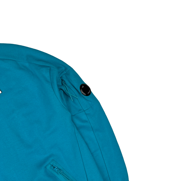 CP Company Blue Cotton Lens Viewer Quarter Zip Pullover - Large