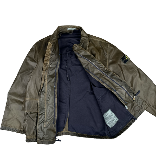 ジャケット・アウター 90s Green Edge STONE  RASO GOMMATO Stone Island 1990s Vintage Khaki Raso Gommato Jacket - XL – Mat's