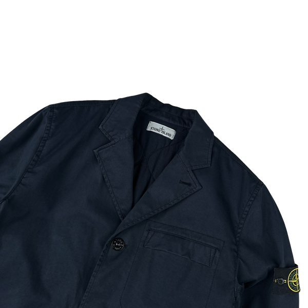 Stone Island 2015 Navy Quilted Raso Gommato Spaceman Buttoned Jacket - XL