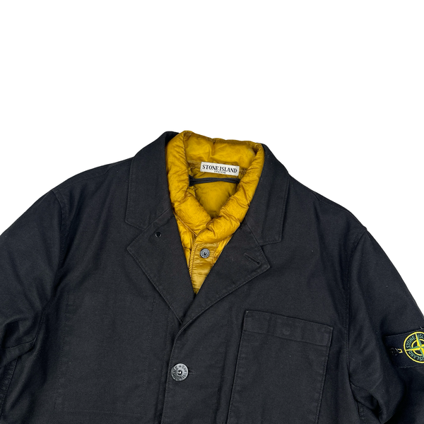 Stone Island 2011 Black Mil Spec Diagonal Wool Dutch Rope Liner Buttoned Jacket - XL