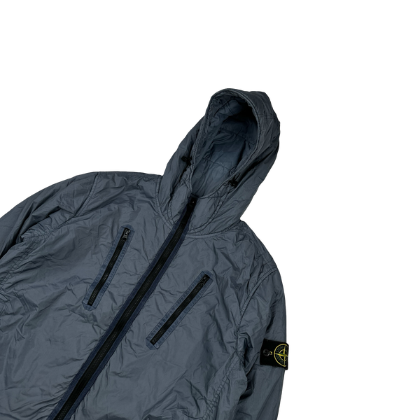Stone Island 2022 Blue Crinkle R-NY Garment Dyed Jacket - Medium