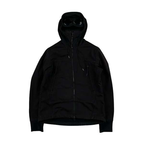 CP Company Black Fleece Lined Soft Shell Goggle Jacket - Large