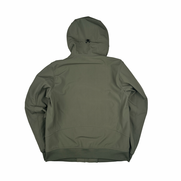 CP Company Khaki Green Fleece Lined Soft Shell Jacket - Large