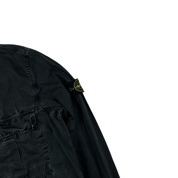 Stone Island Black Cotton Zipped Overshirt - Medium