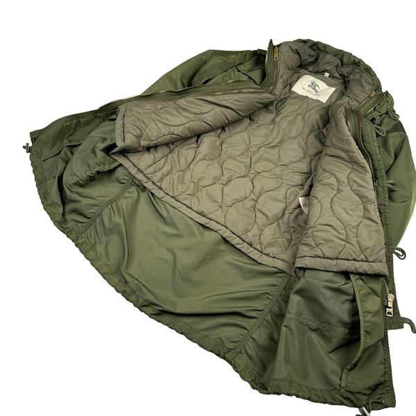 Burberry Green Multi Pocket Quilted Lined Long Jacket - Medium