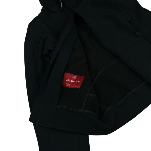 CP Company Fleece Lined Black Soft Shell Zipped Jacket - Large