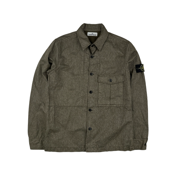 Stone Island 2014 Khaki Resin Coated Cotton Overshirt - Large