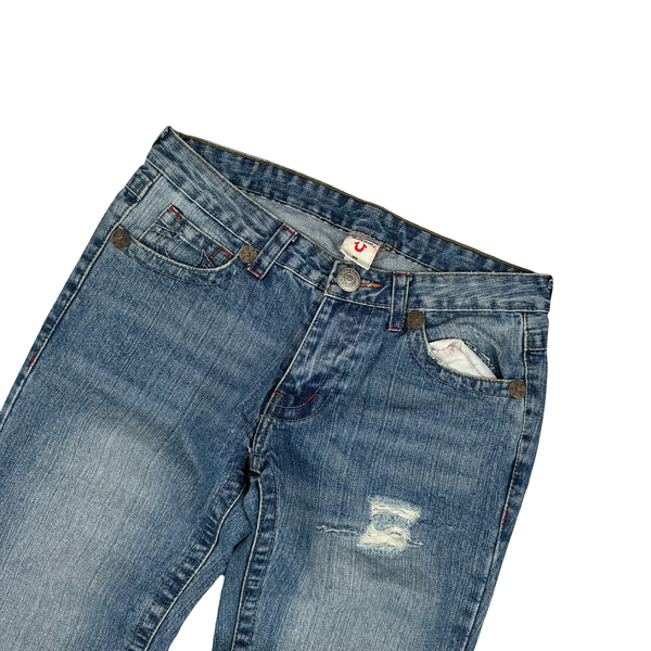 True Religion Joey Big T Light Wash Embroidered Jeans - Small