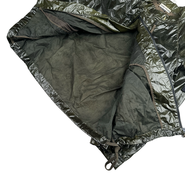 Stone Island 2001 Dark Green Micro Felt Transparent Laminated Web Jacket - Large