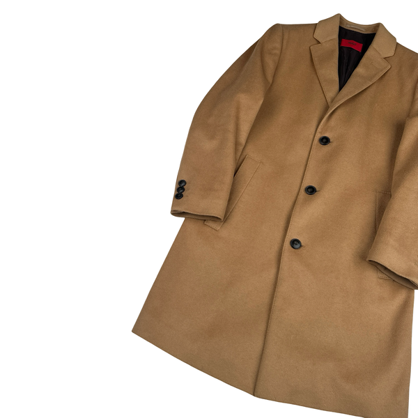 Hugo Boss Beige Cashmere Wool Blend Lined Trench Coat - Medium