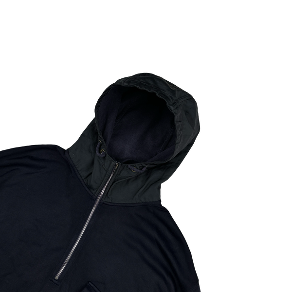 CP Company Navy Quarter Zip Resin Coated Hood Pullover - XXL