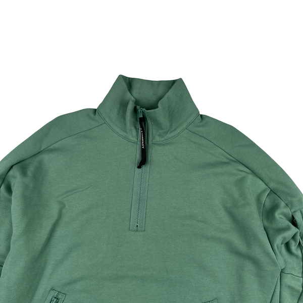 CP Company Cotton Half Zip Turquoise Lens View Jumper - Medium