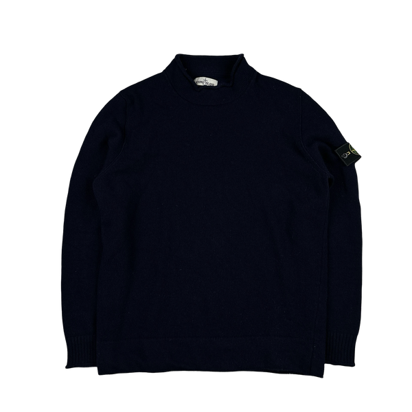 Stone Island 2013 Navy Wool Knit Mock Neck Jumper - Large