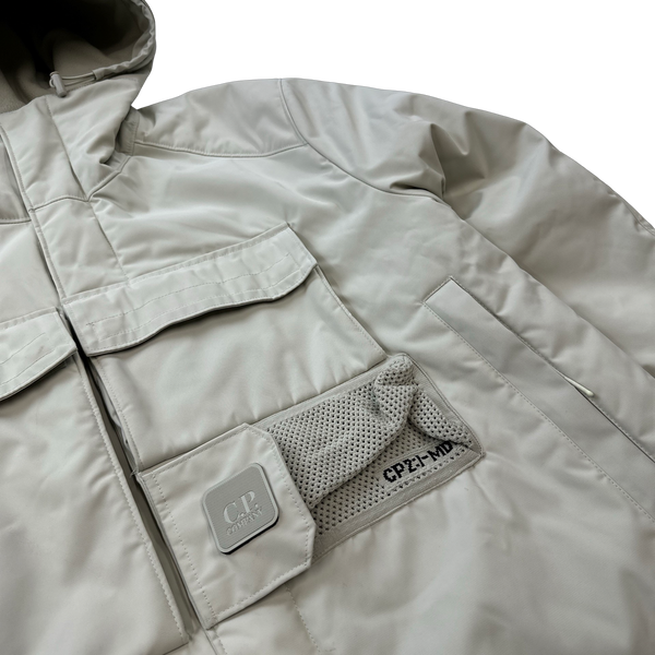 CP Company Cream Fleece Lined Heavyweight Dynatec Metropolis Jacket - Large