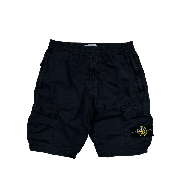 Stone Island 2021 Navy Regular Tapered Cargo Shorts - 32"