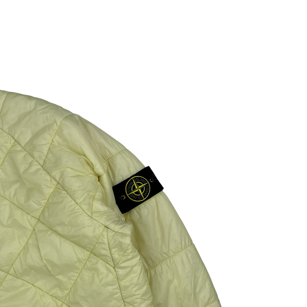 Stone Island 2019 Yellow Garment Dyed Quilted Micro Yarn Hooded Jacket - Large