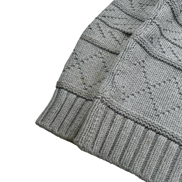 Stone Island 2009 Grey Cotton Detailed Heavy Knit - Small