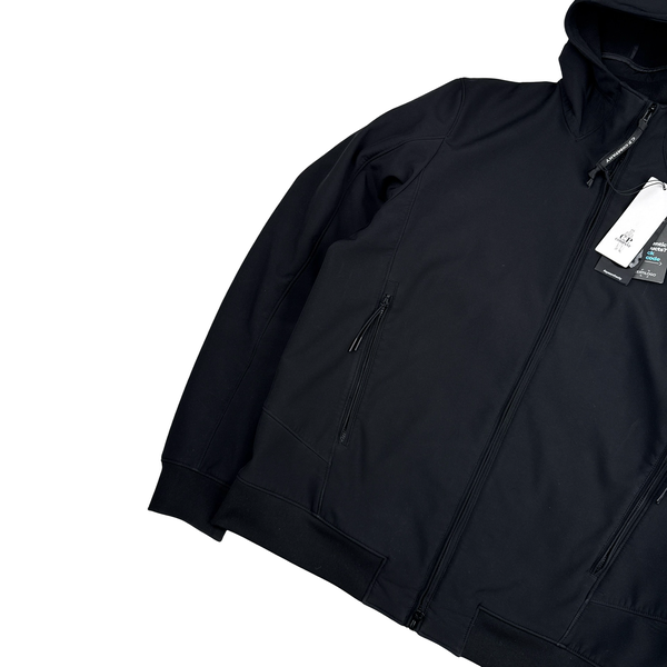 CP Company Black Soft Shell R Goggle Hooded Zipped Jacket - XXL
