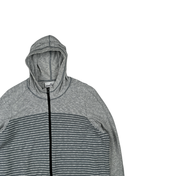Stone Island 2017 Blue Marl Marina Cotton Lightweight Knit Zipped Hoodie - Small