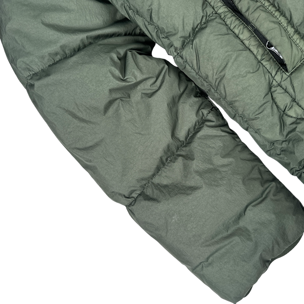 Stone Island 2020 Moss Green Crinkle Reps Puffer Jacket - Small