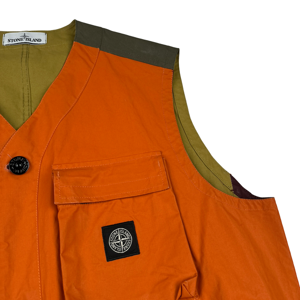 Stone Island 2019 Orange Tela Placcata Bicolore Vest -XXL