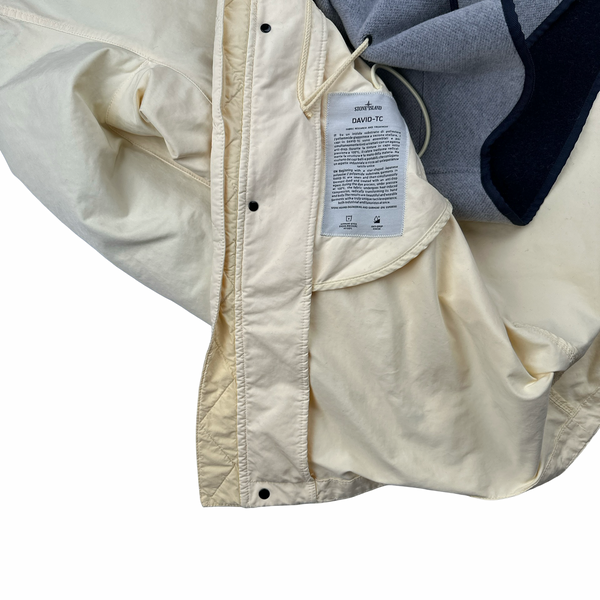 Stone Island 2021 Cream Garment Dyed David TC Long Parka Jacket - Medium