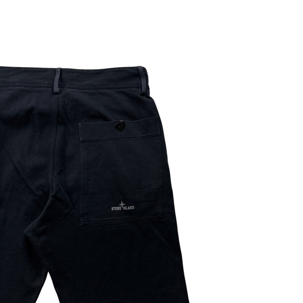 Stone Island 2010 Navy Spellout Cotton Jogger Shorts - Small