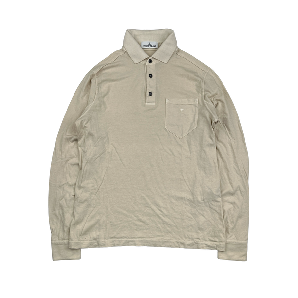 Stone Island 2018 Beige Compass Longsleeve Polo Shirt - Medium