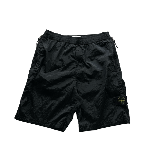 Stone  nylon l短パン black【新品同様】 Stone Island 2023 Black Nylon Metal Econyl Shorts - 33