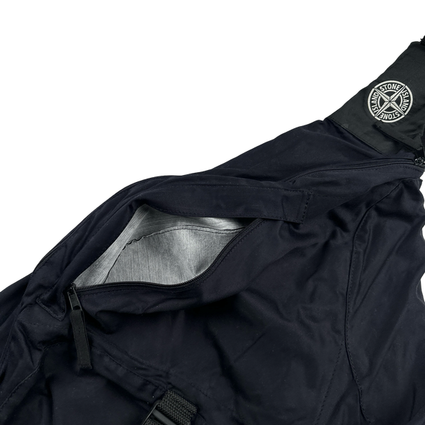 Stone Island 1999 Navy Raso Gommato Embroidered Patch Sling Bag