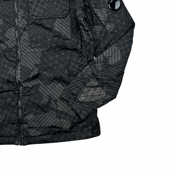 CP Company Black Grey Camo Net Overshirt Jacket - Large