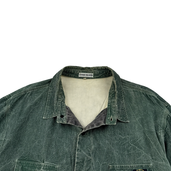 Stone Island 1986 Pigment Cotton Vintage Green Washed Multi Pocket Denim Chore Jacket - XL