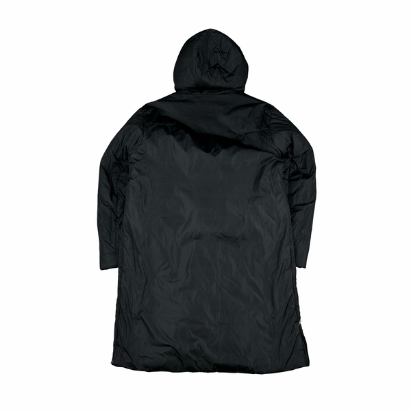 Prada Black Nylon Padded Hooded Long Jacket - Large