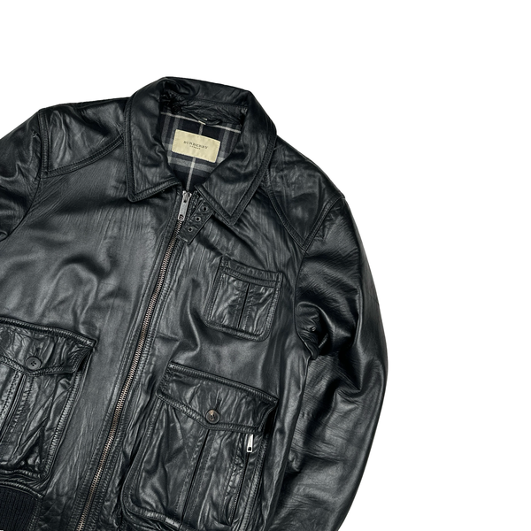 Burberry Leather Nova Check Lined Heavyweight Multi Pocket Jacket - XL