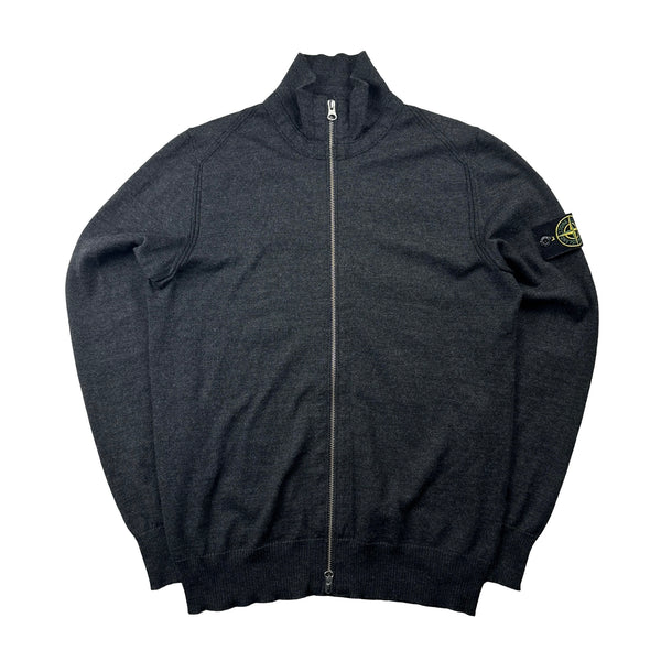 Stone Island 2018 Dark Grey Wool Lightweight Zip Up - Small 