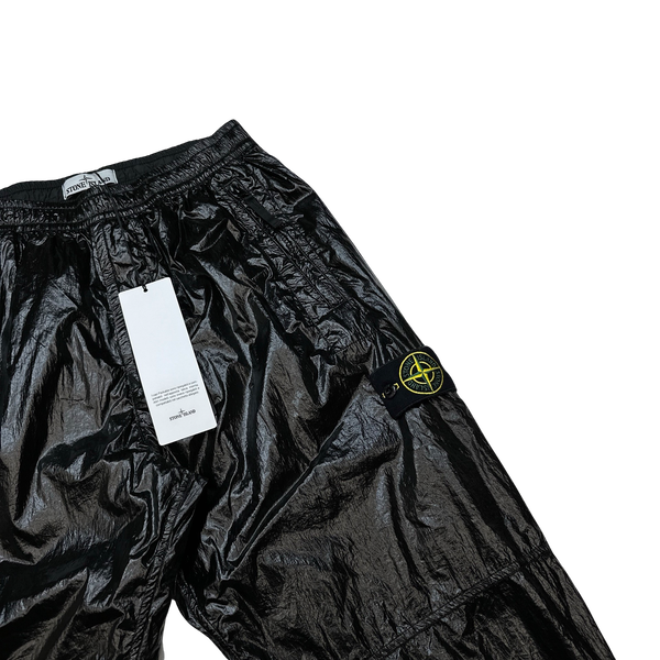 Stone Island 2020 Black Crinkled-Effect Lucido Track Pants - 32"