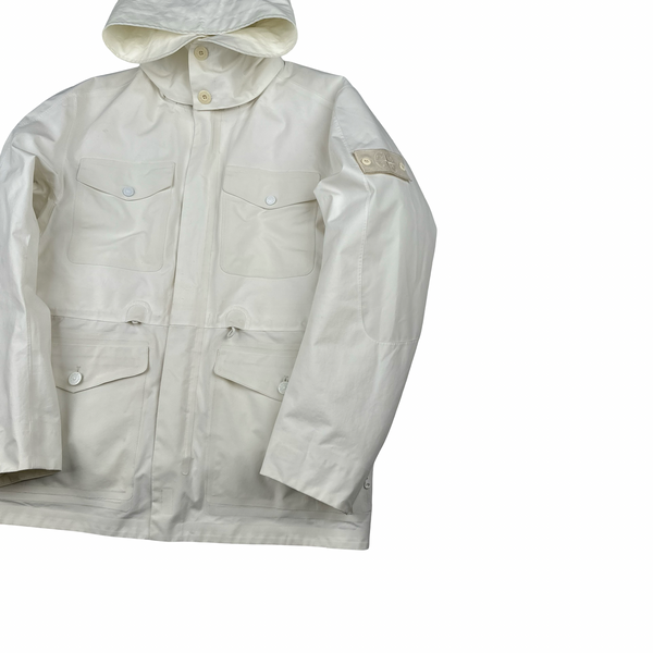 Stone Island 2017 Waterproof Down Lined White Ghost Tank Shield Jacket - Large