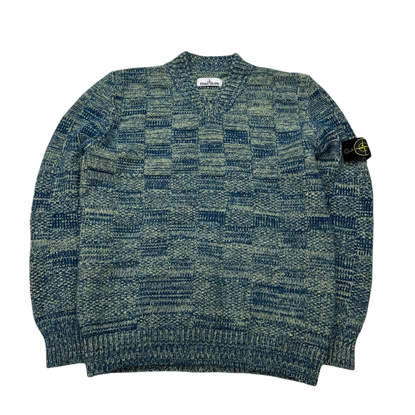Stone Island 2017 Rare Wool Blend Knitted V-Neck Jumper - Large