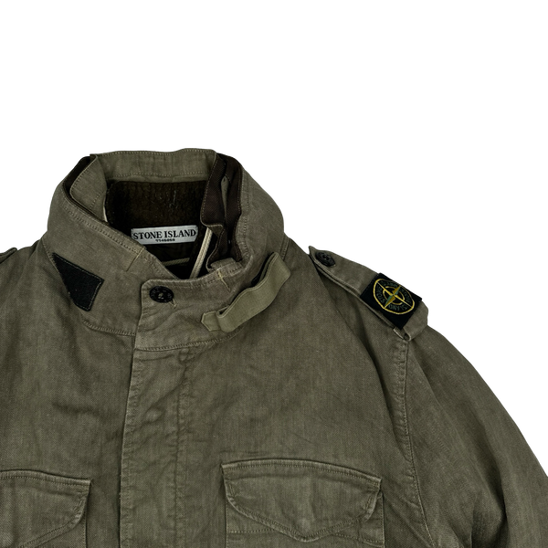 Stone Island 2005 Tan Shoulder Badge Lino Flax Dutch Rope Jacket - Large