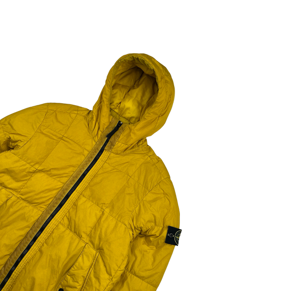 Stone Island 2018 Yellow Down Filled Crinkle Puffer Jacket - Medium
