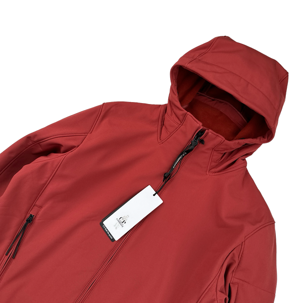 CP Company Red Soft Shell R Fleece Lined Hooded Jacket - Small
